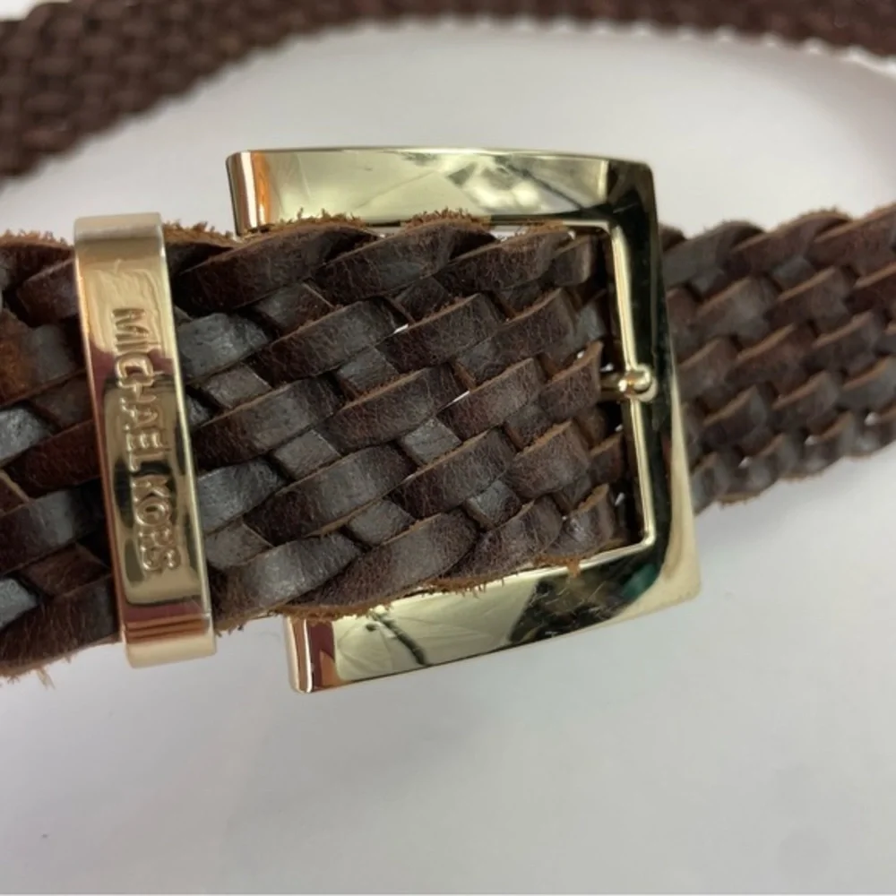 Michael Kors Brown Leather Braided Belt‎